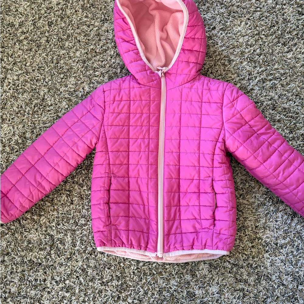 Cat & Jack Pink Quilted Hooded Jacket XS